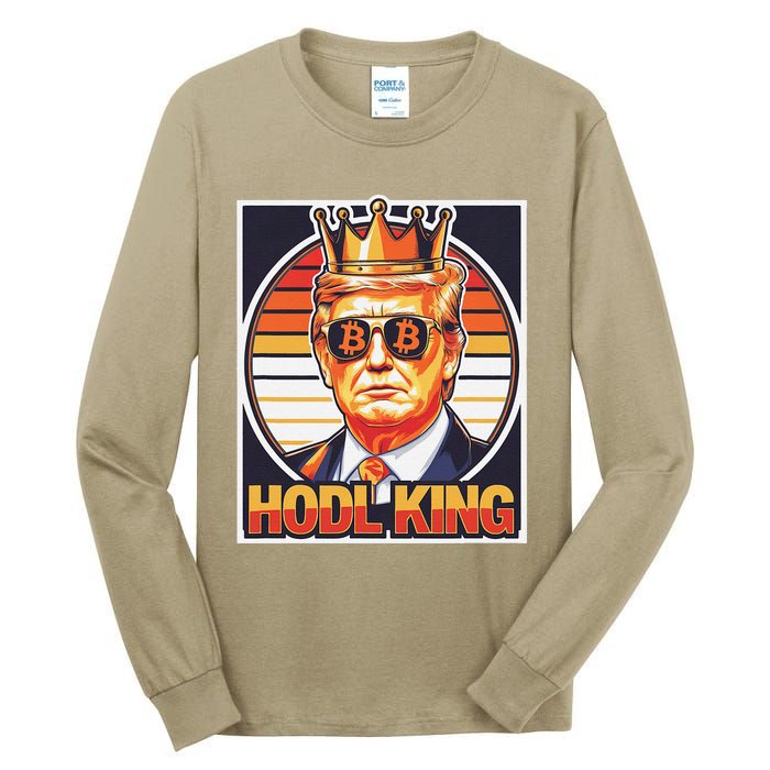 Cute Bitcoin King Trump Crypto Shades Future Of Money Tall Long Sleeve T-Shirt