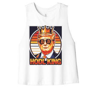 Cute Bitcoin King Trump Crypto Shades Future Of Money Women's Racerback Cropped Tank