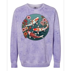 Cherry Blossom Koi Fish Japanese Colorblast Crewneck Sweatshirt