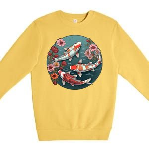 Cherry Blossom Koi Fish Japanese Premium Crewneck Sweatshirt