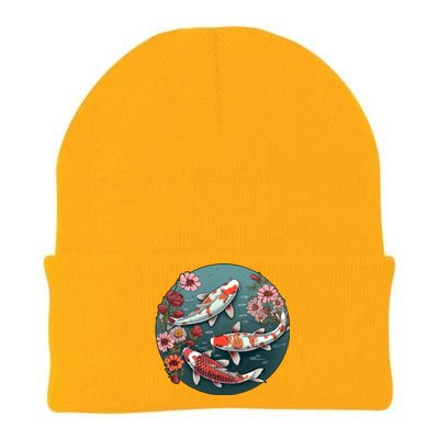 Cherry Blossom Koi Fish Japanese Knit Cap Winter Beanie