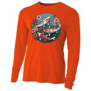 Cherry Blossom Koi Fish Japanese Cooling Performance Long Sleeve Crew