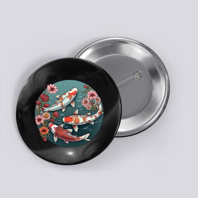 Cherry Blossom Koi Fish Japanese Button
