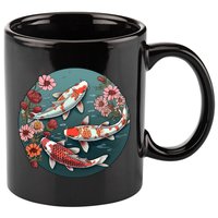 Cherry Blossom Koi Fish Japanese 11oz C Handle Ceramic Mug