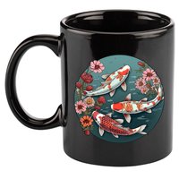 Cherry Blossom Koi Fish Japanese 11oz C Handle Ceramic Mug
