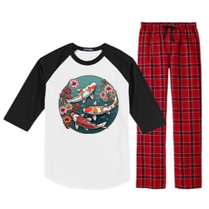 Cherry Blossom Koi Fish Japanese Raglan Sleeve Pajama Set