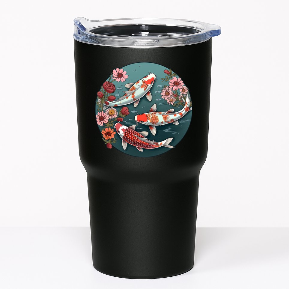 Cherry Blossom Koi Fish Japanese Tumbler
