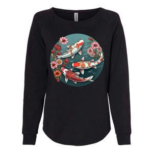 Cherry Blossom Koi Fish Japanese Womens California Wash Sweatshirt