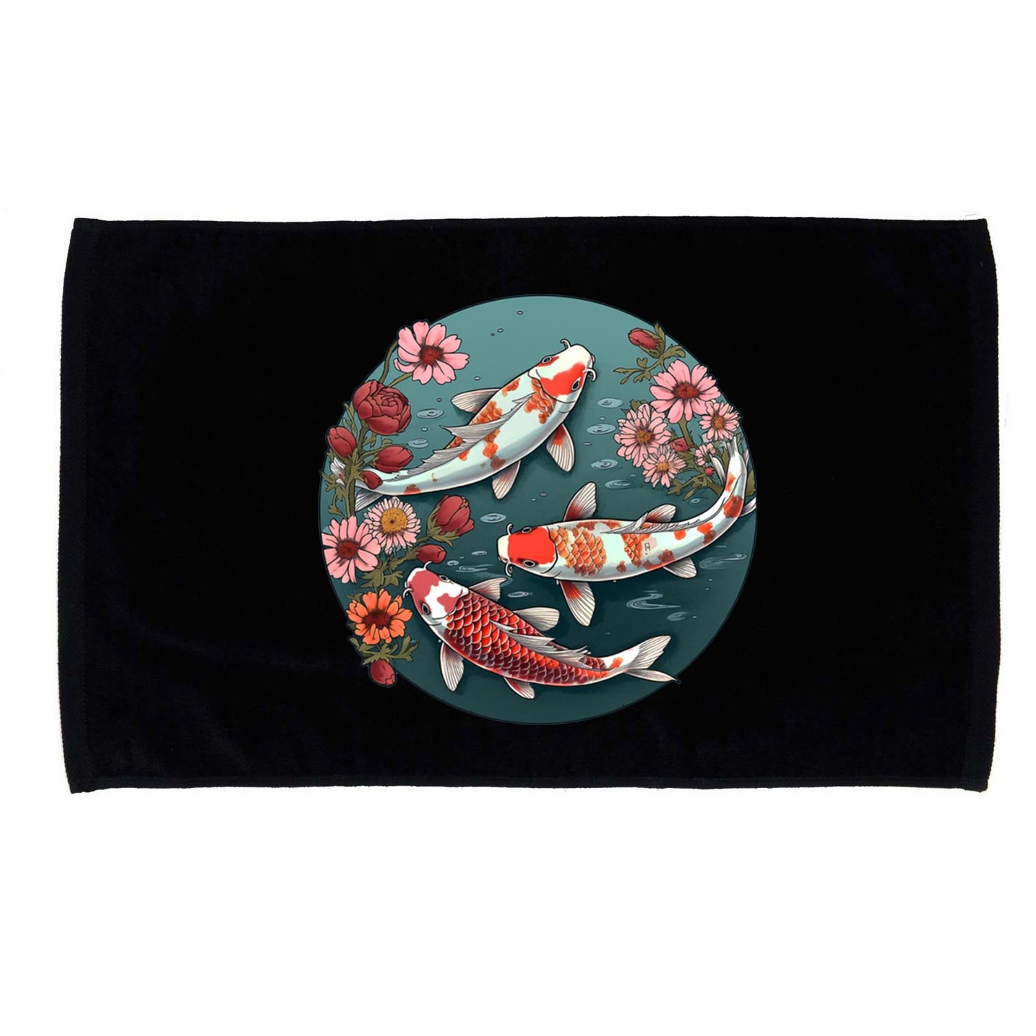 Cherry Blossom Koi Fish Japanese Microfiber Hand Towel