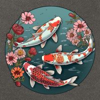 Cherry Blossom Koi Fish Japanese Cotton Canvas Backpack