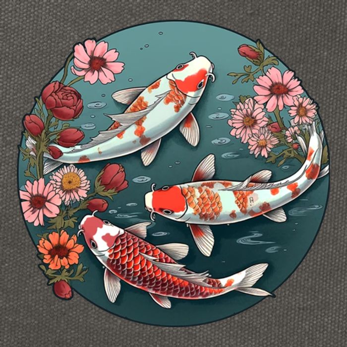 Cherry Blossom Koi Fish Japanese Cotton Canvas Backpack