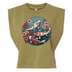 Cherry Blossom Koi Fish Japanese Garment-Dyed Women's Muscle Tee