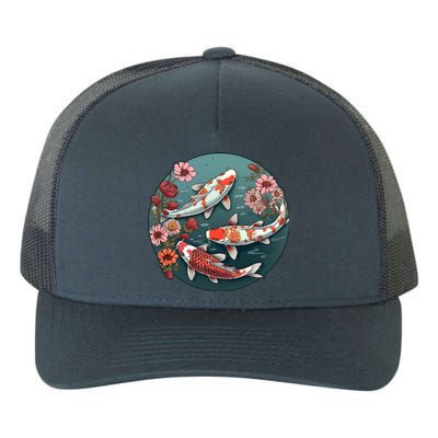 Cherry Blossom Koi Fish Japanese Yupoong Adult 5-Panel Trucker Hat