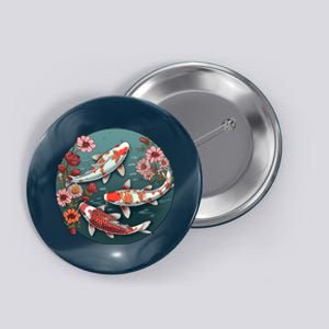 Cherry Blossom Koi Fish Japanese Button