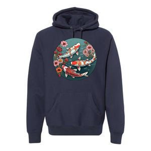 Cherry Blossom Koi Fish Japanese Premium Hoodie