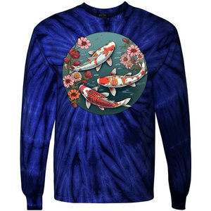 Cherry Blossom Koi Fish Japanese Tie-Dye Long Sleeve Shirt