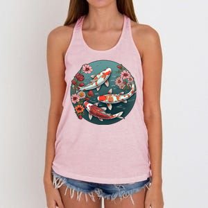 Cherry Blossom Koi Fish Japanese Women's Knotted Racerback Tank