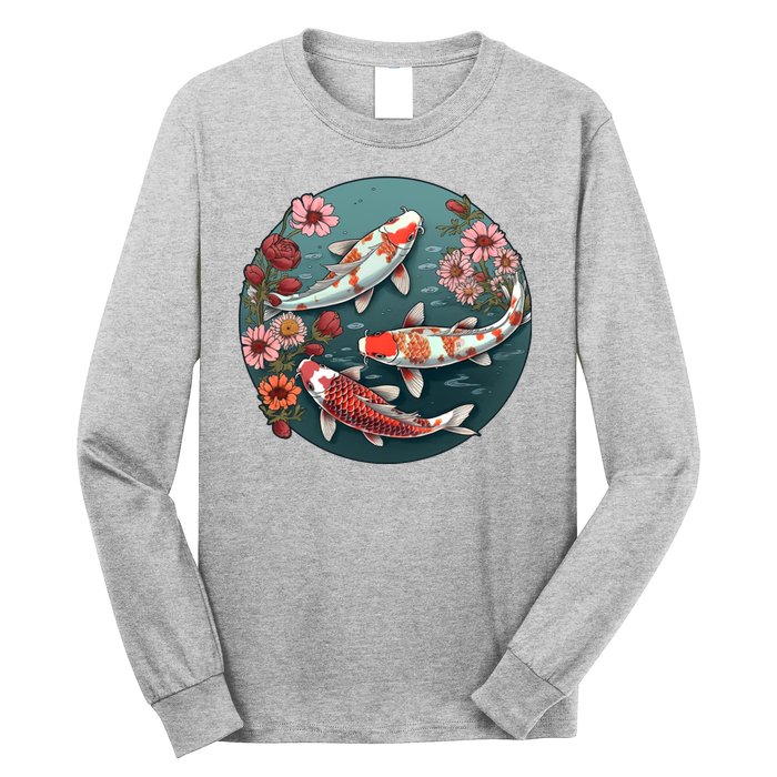 Cherry Blossom Koi Fish Japanese Long Sleeve Shirt