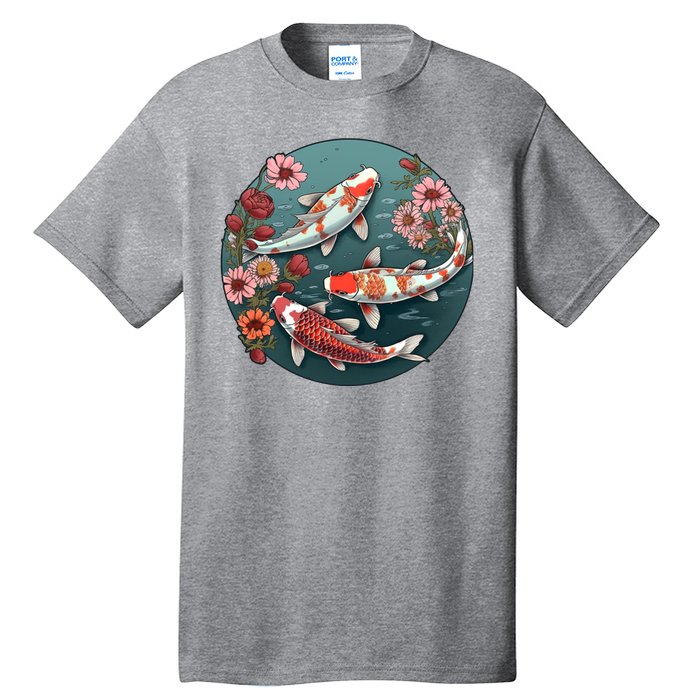 Cherry Blossom Koi Fish Japanese Tall T-Shirt