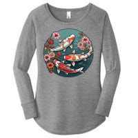 Cherry Blossom Koi Fish Japanese Women's Perfect Tri Tunic Long Sleeve Shirt