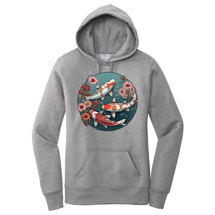 Cherry Blossom Koi Fish Japanese Women's Pullover Hoodie