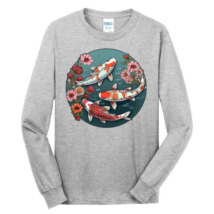 Cherry Blossom Koi Fish Japanese Tall Long Sleeve T-Shirt