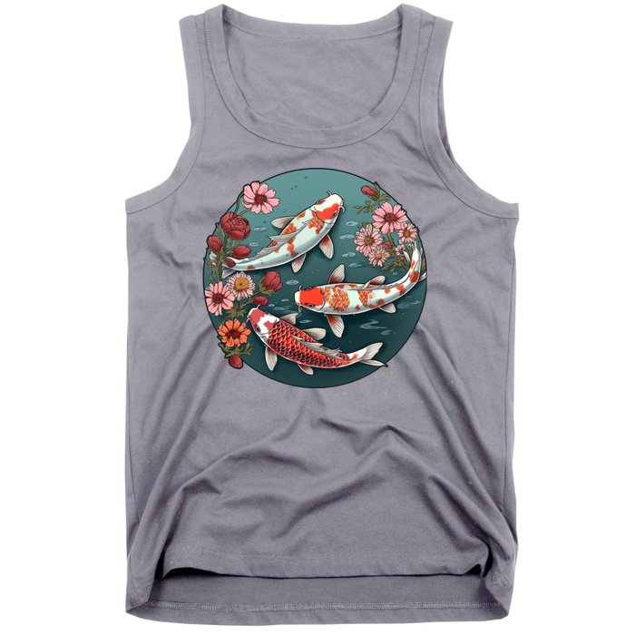 Cherry Blossom Koi Fish Japanese Tank Top