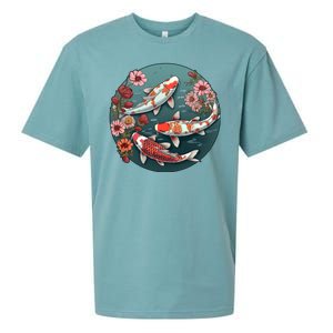 Cherry Blossom Koi Fish Japanese Sueded Cloud Jersey T-Shirt