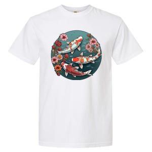 Cherry Blossom Koi Fish Japanese Garment-Dyed Heavyweight T-Shirt