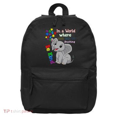Cute Be Kind Elephant  Puzzle Piece Autism Awareness Day 16 in Basic Backpack