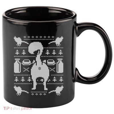 Cat Butt Kitty Ugly Christmas Funny Cute Gift 11oz C Handle Ceramic Mug