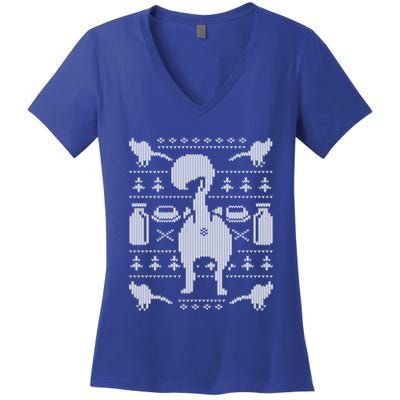 Cat Butt Kitty Ugly Christmas Funny Cute Gift Women's V-Neck T-Shirt