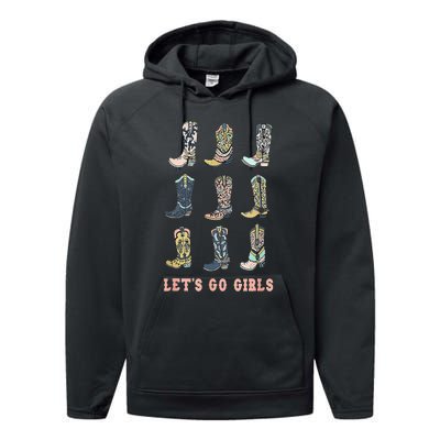 Cowgirl Boot Lets Go Howdy Western Cowgirl Performance Fleece Hoodie