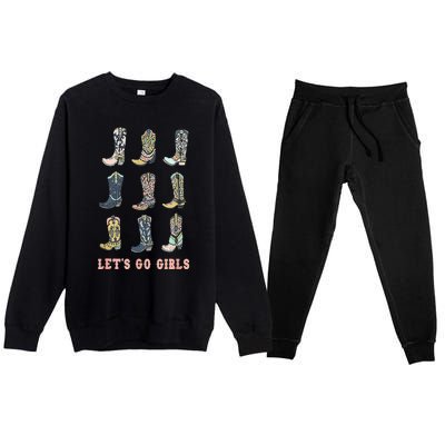 Cowgirl Boot Lets Go Howdy Western Cowgirl Premium Crewneck Sweatsuit Set