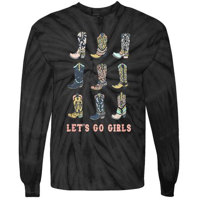 Cowgirl Boot Lets Go Howdy Western Cowgirl Tie-Dye Long Sleeve Shirt