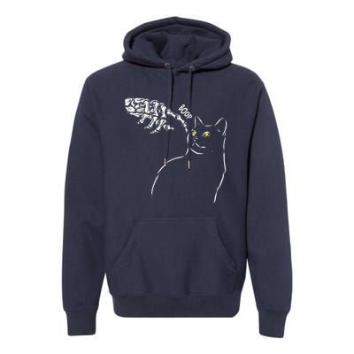 Cat Black Lover Skeleton Hand Boop Funny Halloween Premium Hoodie