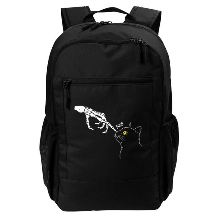 Cat Black Lover Skeleton Hand Boop Funny Halloween Daily Commute Backpack