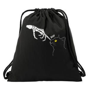 Cat Black Lover Skeleton Hand Boop Funny Halloween Drawstring Bag