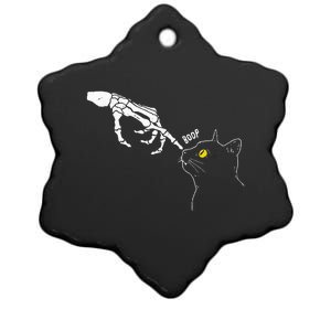 Cat Black Lover Skeleton Hand Boop Funny Halloween Ceramic Star Ornament