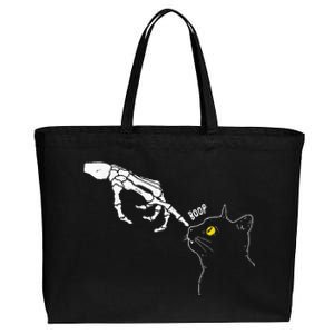 Cat Black Lover Skeleton Hand Boop Funny Halloween Cotton Canvas Jumbo Tote