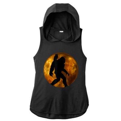 Cool Bigfoot Lovers Design With Full Moon Bigfoot Ladies PosiCharge Tri-Blend Wicking Draft Hoodie Tank