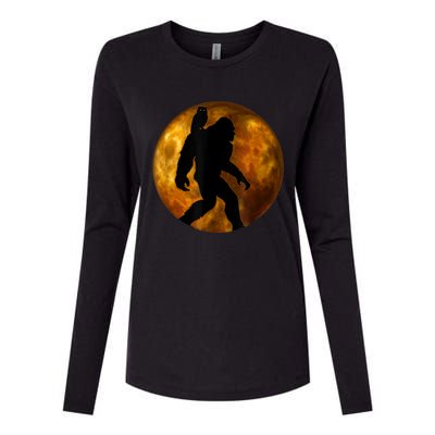 Cool Bigfoot Lovers Design With Full Moon Bigfoot Womens Cotton Relaxed Long Sleeve T-Shirt