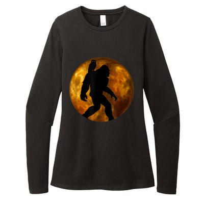 Cool Bigfoot Lovers Design With Full Moon Bigfoot Womens CVC Long Sleeve Shirt