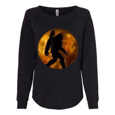 Cool Bigfoot Lovers Design With Full Moon Bigfoot Womens California Wash Sweatshirt