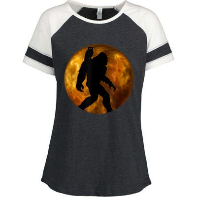 Cool Bigfoot Lovers Design With Full Moon Bigfoot Enza Ladies Jersey Colorblock Tee