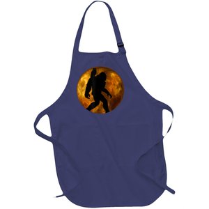 Cool Bigfoot Lovers Design With Full Moon Bigfoot Full-Length Apron With Pockets