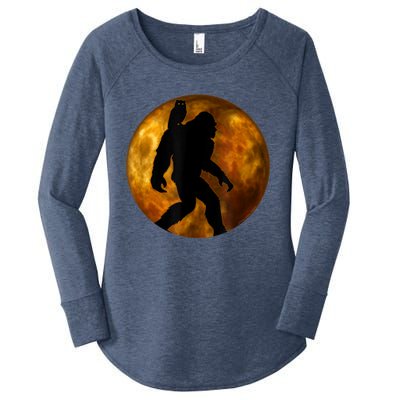 Cool Bigfoot Lovers Design With Full Moon Bigfoot Women's Perfect Tri Tunic Long Sleeve Shirt