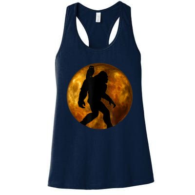 Cool Bigfoot Lovers Design With Full Moon Bigfoot Women's Racerback Tank