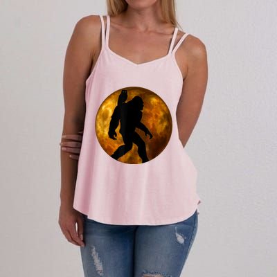 Cool Bigfoot Lovers Design With Full Moon Bigfoot Women's Strappy Tank