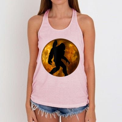 Cool Bigfoot Lovers Design With Full Moon Bigfoot Women's Knotted Racerback Tank